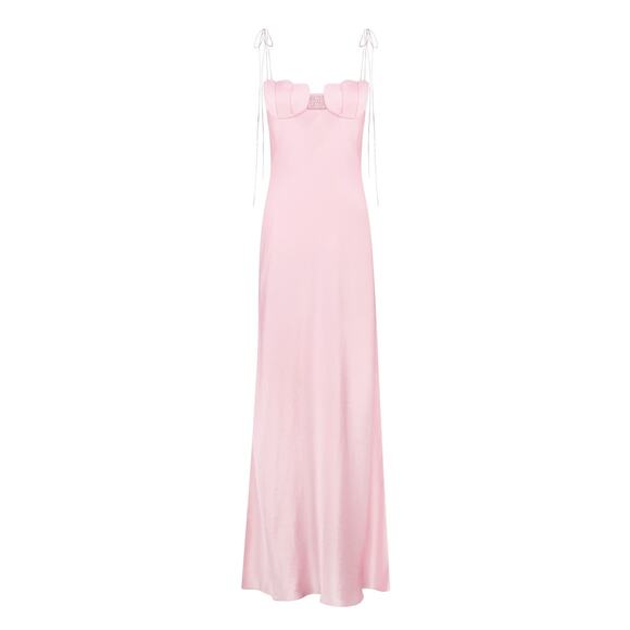 Anna October Tulip Satin Maxi Dress - XS - Pink - Picture 1 of 5